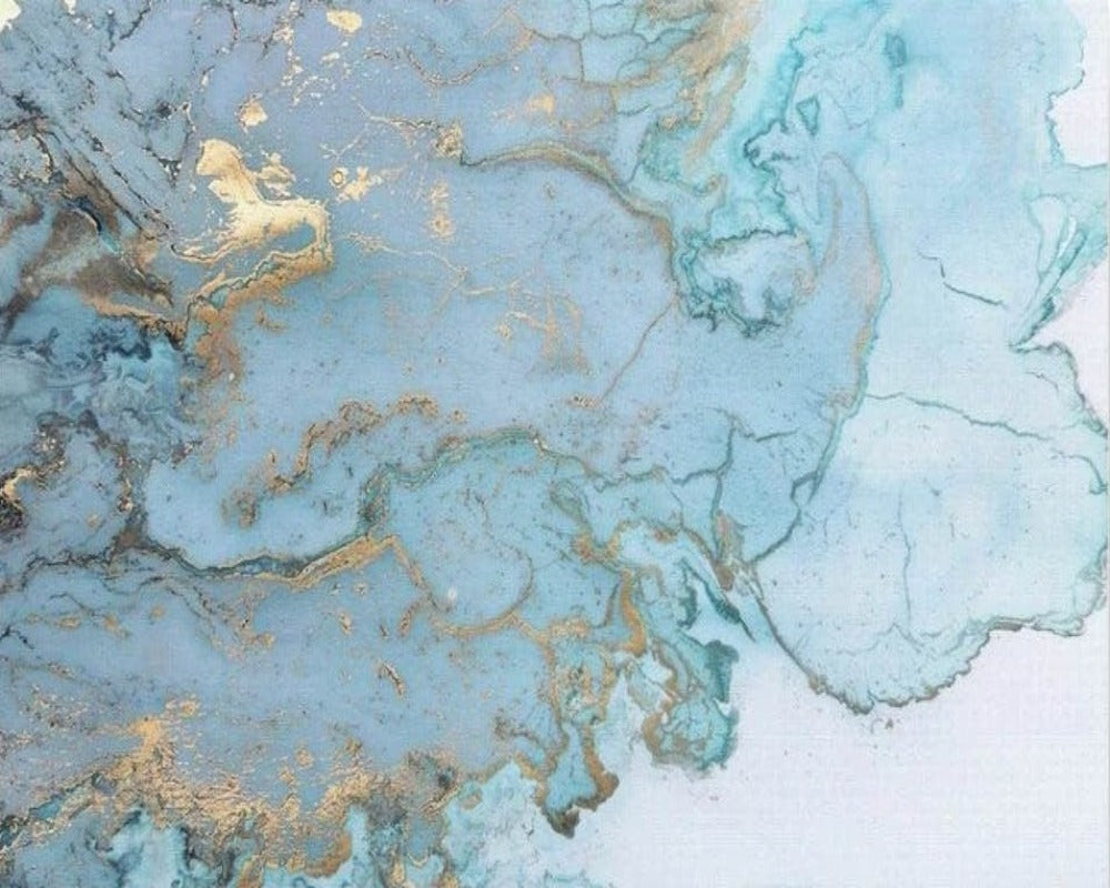 Blue & Gold Marble 3D Wallpaper